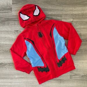 Marvel Spiderman kids zip up jacket with hoodie mask